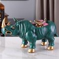 thumbnail image 4 of GUOOL Resin Rhinoceros Statue Figurine Collectible Key Storage Bowl Jewelry Holder for Green, 4 of 9