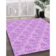 thumbnail image 3 of Ahgly Tapis d'Intérieur Lavable en Machine Carré Transitionnel Fleur Rose, 4 Pieds Carré, 3 of 7