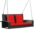 thumbnail image 4 of Costway Balançoire de Porche Suspendue en Rotin pour Patio 2 Personnes avec Coussin Rouge, 4 of 10