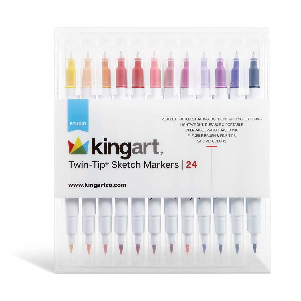 KINGART Twin-Tip™ Sketch Pens 24 Colors