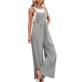 thumbnail image 2 of TIMIFIS Womens Baggy Jumpsuits Solid Color Wide Leg Overalls Fashion Casual Loose Cute Rompers Pants with Pockets, 2 of 6