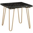 thumbnail image 1 of ACME Telestis Table d'Appoint Carré de 22 Pouces avec Dessus en Marbre, Noir et Or, 1 of 5