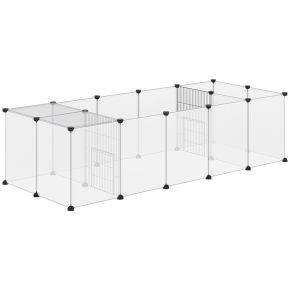 PawHut Small Animal Cage, DIY Pet Playpen with Door, Top Cover, White