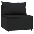thumbnail image 3 of vidaXL 3 Piece Garden Lounge Set with Cushions Black Poly Rattan, 3 of 5
