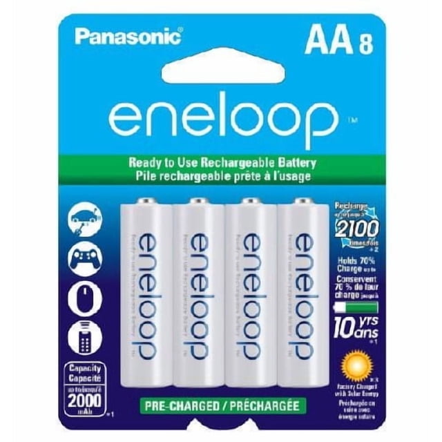 Panasonic eneloop AA Ni-MH Pre-Charged Rechargeable Batteries - 8 Pack