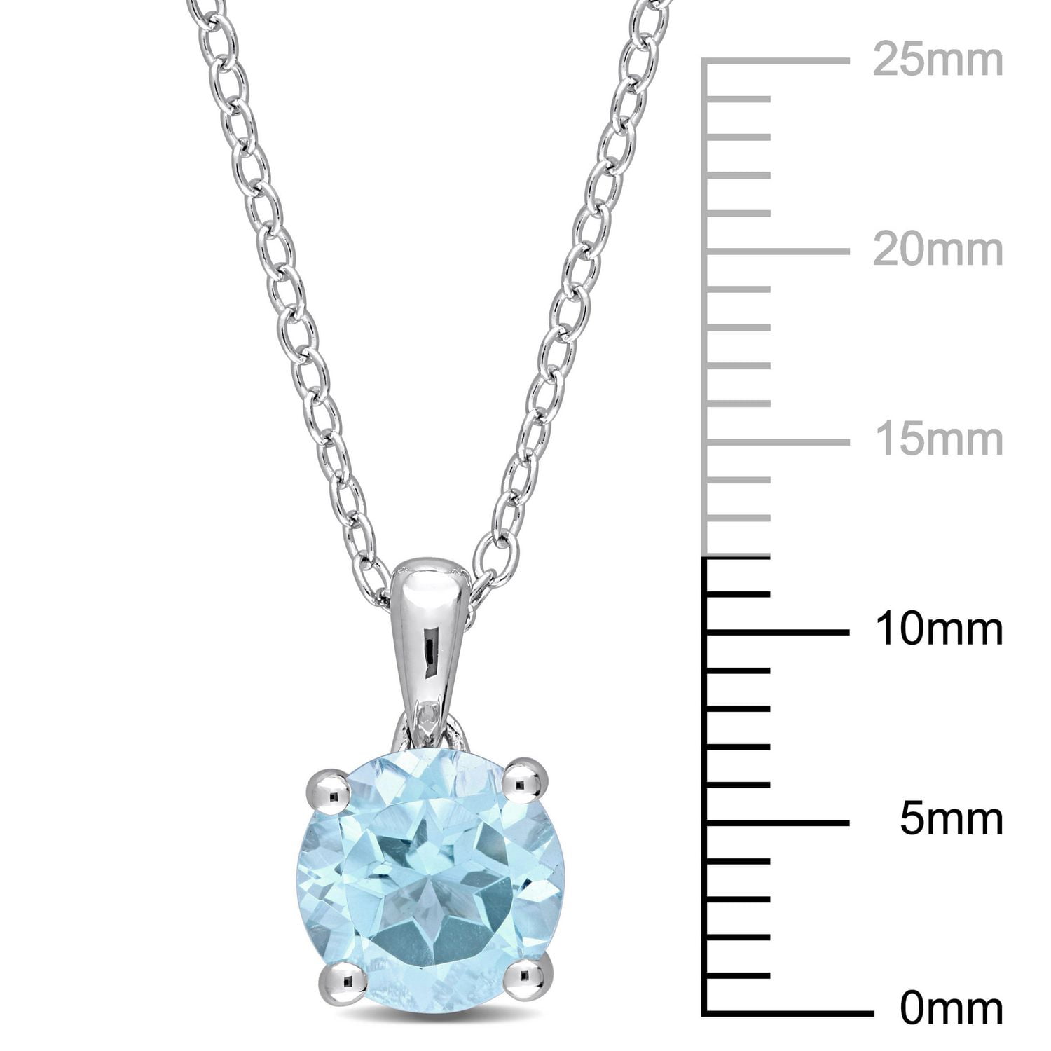 Miabella 1 1/2 Carat T.G.W. Blue Topaz Sterling Silver Solitaire Pendant with Chain in