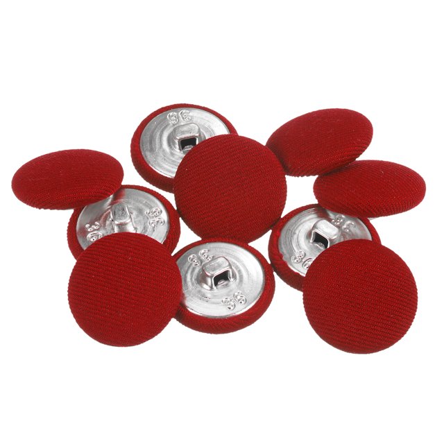 Unique Bargains 10pcs 36L Fabric Cloth Covered Button 23mm Round Metal Shank Sewing Buttons for Suits Dress Blouses, Red