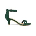 thumbnail image 3 of BLISSFUL STEP Women's Shoes Faux Suede Ankle Strap Kitten Heel Slide Straps Solid Sandals  Green 9.5, 3 of 7