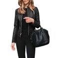 thumbnail image 2 of Fortune Women Jacket Pu Leather Coat Zipper Slim Jacket Motorcycle Windbreaker, 2 of 5