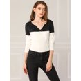 thumbnail image 3 of Unique Bargains T-Shirt Casual à Manches Longues à Col en V pour Femmes, 3 of 4