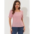 thumbnail image 2 of INSPIRE CHIC Blouse Haut à Encolure Carrée à Manches Courtes à Carreaux pour Femme P Rouge, 2 of 5