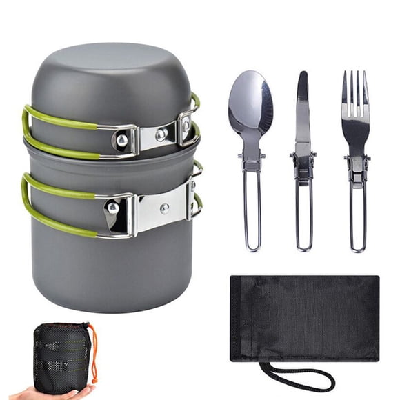 Camping Cookware Set, Camp Cook Pot Aluminum Allo for Food Orange Handle,Green Handle