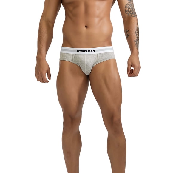 GTOPXMAN Men's Underwear Low Rise Briefs, 3-Pack, Size XL, Gray