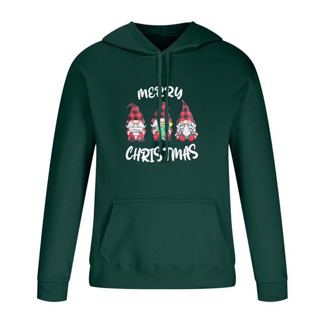 Pompotops Sweat à Capuche Imprimé de Noël pour Hommes, Manches Longues, en Solde