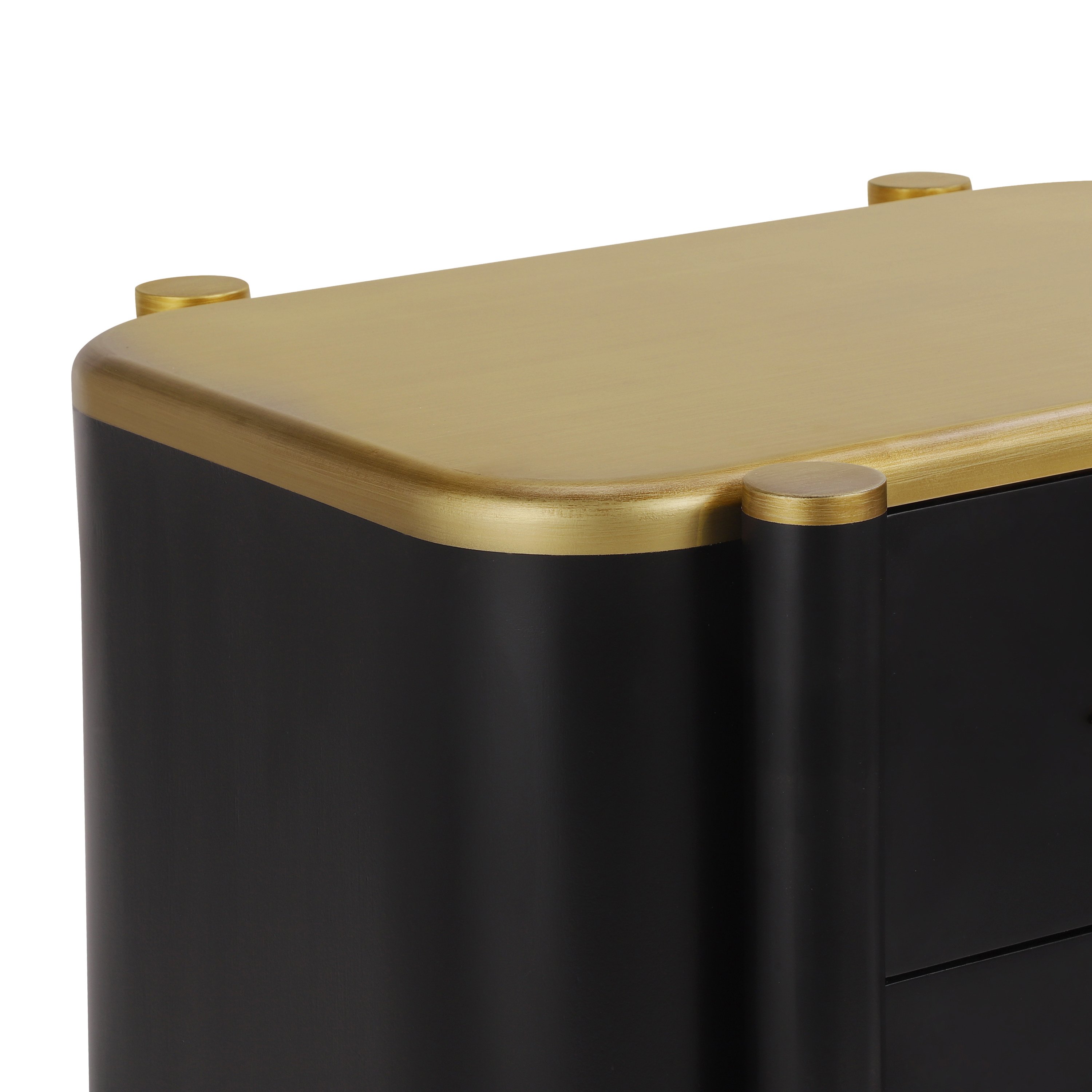 Noble House Contemporary Nightstand with 2 Drawers,Curved Profile Design & Feather-Shaped Metal Handles,for Bedroom,Black