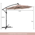 thumbnail image 3 of Costway 10 Ft Patio Solar LED Offset Umbrella 40 Lights Crank Cross Base Tan, 3 of 10