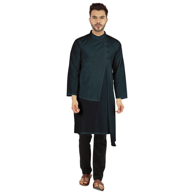Atasi Indian Designer Kurta For Mens Party Wear Solid Color Ethnic Long Shirt