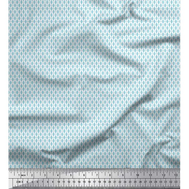 Soimoi Georgette Viscose Fabric Stripe & Triangle Small Print Sewing Fabric Yard 42 Inch Wide