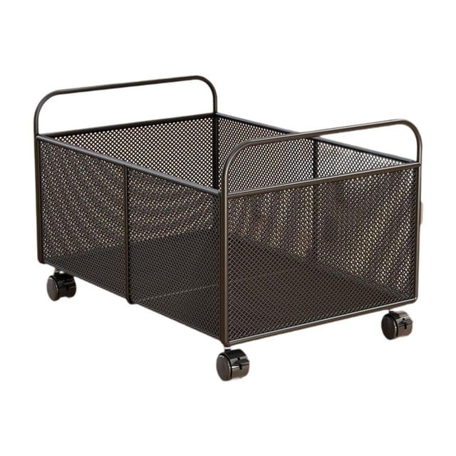 Luzkey Wire Basket Rolling Wire Vegetable Fruit Rack with Wheels Iron Metal Storage Organizer Basket Rustic Storage Bin for Bedroom L