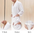 thumbnail image 4 of Cardigan Bathrobe Thin Bathrobe Mens Home Clothes Bathrobe Men, 4 of 9