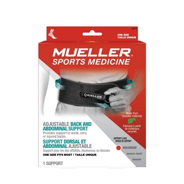 Mueller Green Adjustable Back and Abdominal Support, Black, One Size Fits Most