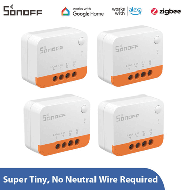 SONOFF ZBMINIL2 Zigbee Interrupteur Lumineux Intelligent, Fonctionne avec Alexa, SmartThings Hub, Google Home, Aucun Interrupteur Lumineux Neutre Requis, Lot de 4