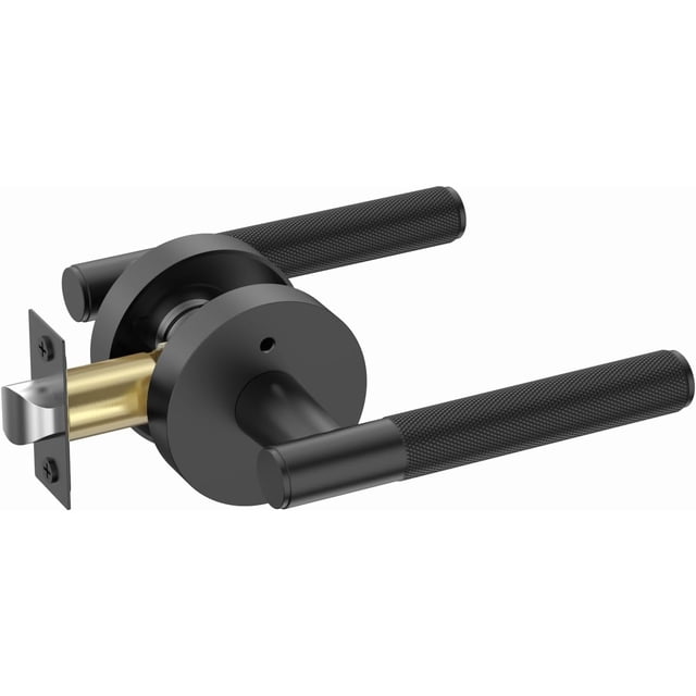 Poignées de Porte Mates Intérieures Moletées Intimité Poignées de Porte Levier de Porte Robuste pour Chambre Ou Salle de Bain Réversible Sans Clé pour Portes Gauche Droite AM