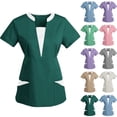 thumbnail image 1 of Penkiiy Hauts de Sarrau à Col en V pour Femmes - Coupe Classique, Extensible dans Quatre Directions, Haut de Sarrau Médical pour Femmes Anti-Froissement L Bleu, 1 of 3