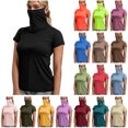 thumbnail image 1 of BiZtdJrK T-Shirts de Protection Solaire à Manches Courtes pour Femmes avec Masque Facial, Maillot Dermoprotecteur d'Extérieur, Chemise de Pêche et de Randonnée, Haut Court Décontracté d'Été, Blanc, TG, Offres Éclair d'Aujourd'hui, 1 of 8
