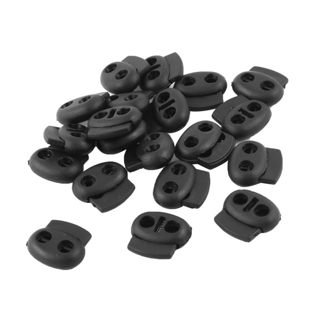 Unique Bargains 4mm Diameter 2 Hole Spring Loaded Plastic Cord Locks Clips 20 Pcs