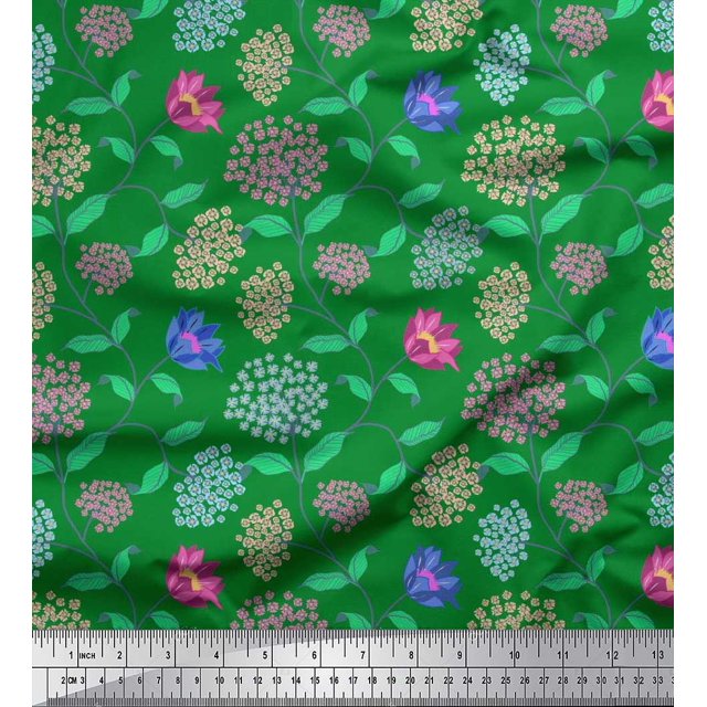 Soimoi Cotton Poplin Fabric Leaves & Floral Artistic Fabric Prints By Yard 56 Inch Wide