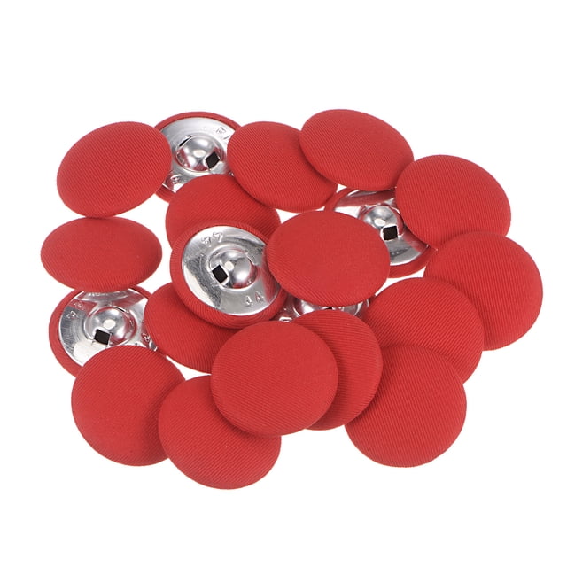 Unique Bargains 20pcs 44L Fabric Cloth Covered Button 28mm Round Metal Shank Sewing Buttons for Suits Dress Blouses, Red