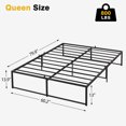 thumbnail image 2 of Queen Metal Bed Frame Platform – 14-Inch Height with Durable Steel Slats, No Box Spring Needed, Easy to Assemble, Quiet and Sturdy, 2 of 7