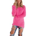 thumbnail image 1 of Sexy Dance Ladies Jumper Tops Winter Warm Pullover Solid Color Sweater Loose Sweaters Long Sleeve Deep Rose Powder 3XL, 1 of 3