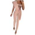 thumbnail image 2 of LSLJS Combinaison Sans Manches pour Femmes, Combinaison Décontractée Unie avec Ceinture, 2 of 8