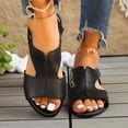 thumbnail image 2 of Sandales Romaines pour Femmes, Chaussures de Plage Plates à Bout Rond et Bout Ouvert avec Bride de Cheville Ajustable et Semelle Intérieure Coussinée, Noir Taille 36, 2 of 7