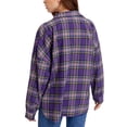thumbnail image 3 of Women Plaid Flannel Shirt Jacket Button Down Lapel Long Sleeve Shirts Blouse Shacket Cardigan Coats Fall Spring Clothes, 3 of 6
