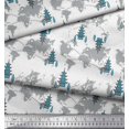 thumbnail image 3 of Soimoi Blue Modal Satin Fabric Tree & World Map Print Fabric by the Yard 42 Inch Wide, 3 of 3
