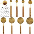 thumbnail image 2 of Ihvewuo 8pcs Measuring Cup and Spoon Set Stainless Steel Cup Measurement Set with Wooden Handle Portable Measuring Spoons Set with 8 Hooks Reusable Measuring Cup Spoons for Kitchen Home Baking (Gold), 2 of 11