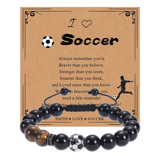 Basketball Baseball Bracelet Natural Beaded Rugby Bracelet Sports Bracelet With Card