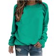thumbnail image 1 of Yuyuzo 2025 Automne Chandail Sport Uni pour Femme Décontracté Ample à Col Rond Raglan à Manches Longues Chandail Tunique Hauts Vert A2, 1 of 5