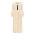 thumbnail image 5 of Gspmoly Robes pour Femmes, Robe Décontractée pour Femmes à Taille Élastique à Manches Longues avec Fermeture Éclair, Robe à Col en V, Offres du Jour sur les Robes Habillées pour Femmes, 5 of 5