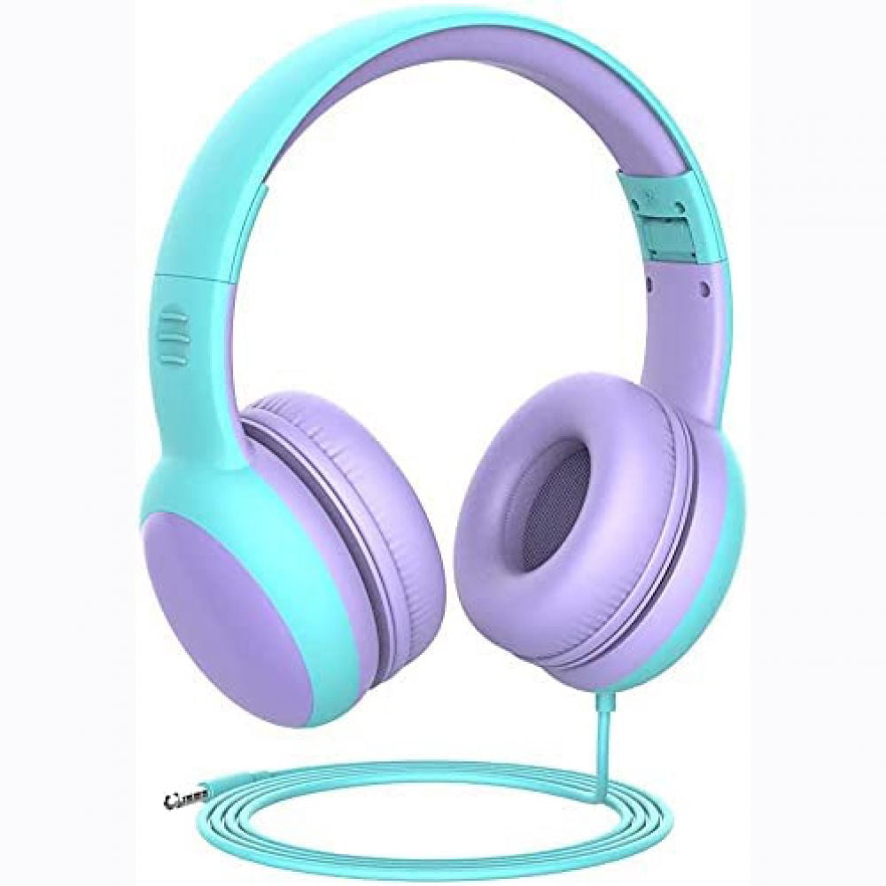 Children's headphones with cable, headphones for children with decorative ears