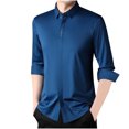 thumbnail image 1 of LNWUY Chemises à Manches Longues pour Hommes Séchage Rapide Chemise de Performance Printemps Automne Couleur Unie Rembourrée Chaude Confortable Chemises à Col Rabattable Bleu TTTG, 1 of 3