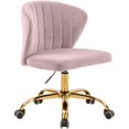 thumbnail image 1 of Meridian Furniture Finley Chaise de Bureau Pivotante Réglable en Velours Rose et Or, 1 of 6