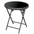 thumbnail image 1 of Outsunny Table Pliante d'Extérieur de 18 Pouces, avec Dessus en Verre Trempé, Noir, 1 of 10