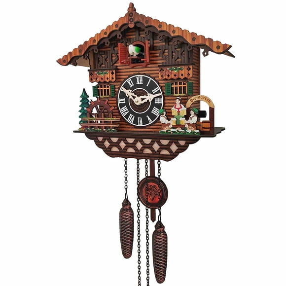Dvkptbk Cuckoo Clock Traditional Chalet Forest House Clock Handcrafted Wooden Wall P-endulum Quartz Clock Hanging Picture, Garland on Clearance