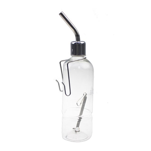 Drip Small Animal Water Bottle BPA Free, a transparent plastic water dispenser with a stainless steel nozzle and ball tip to prevent dripping. Ideal for small pets like hamsters, guinea pigs, and ferrets, it attaches easily to wire cages for convenient refilling. Available in 180 ml and 350 ml capacities, ensuring clean and fresh water for pets.