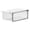 White, variant on Birdeem Clear Stackable Drawer Organizer Bins, Plastic Bathroom Storage for Under Sink, Vanity & Cabinet, Transparent Makeup Cosmetic Container with White Frame, Slide-Out Design for Small Items