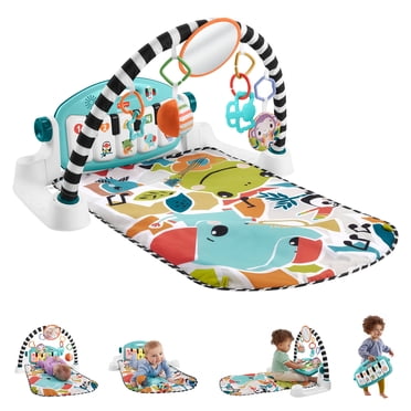 Fisher-Price Tapis piano Lumières et Apprentissage, pour bébé, bleu - Version anglaise